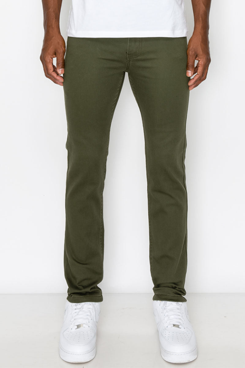 ESSENTIAL COLORED SKINNY JEANS - OLIVE