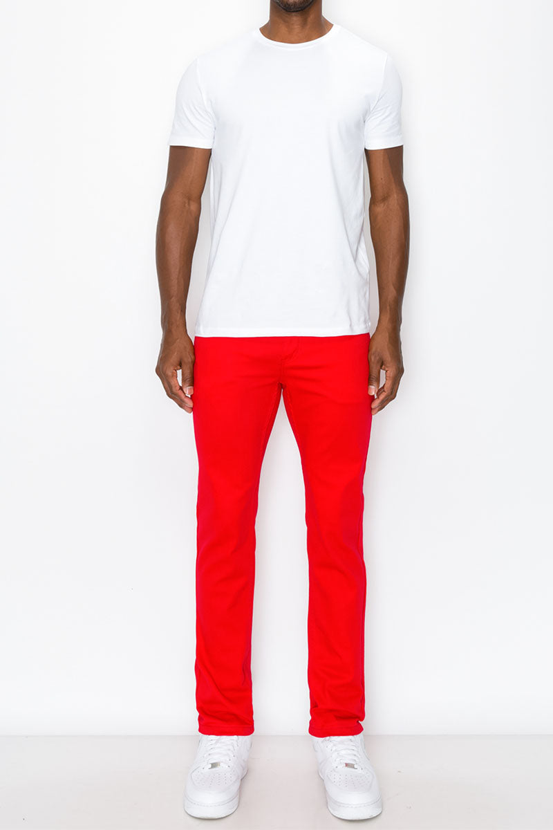ESSENTIAL COLORED SKINNY JEANS - RED