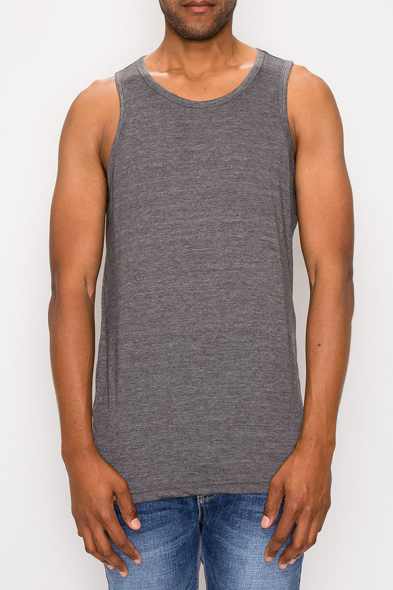Essential Long Length Tank Top - Charcoal
