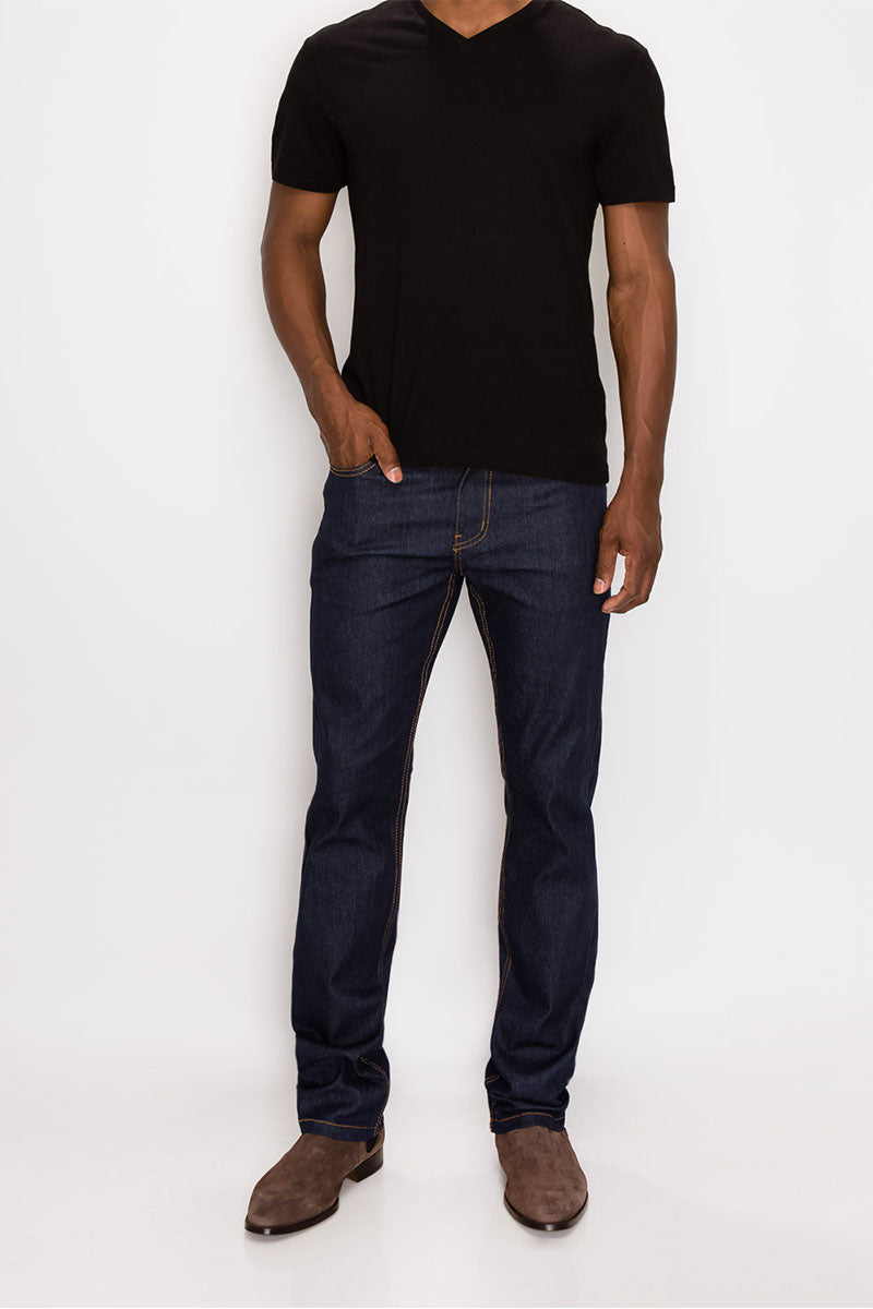 SLIM RAW DENIM JEANS - INDIGO / TIMBER