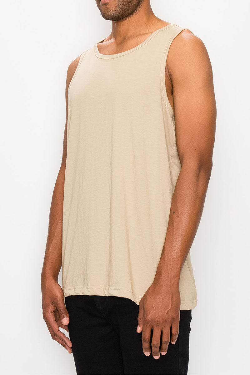 ESSENTIAL LONG LENGTH TANK TOP - KHAKI