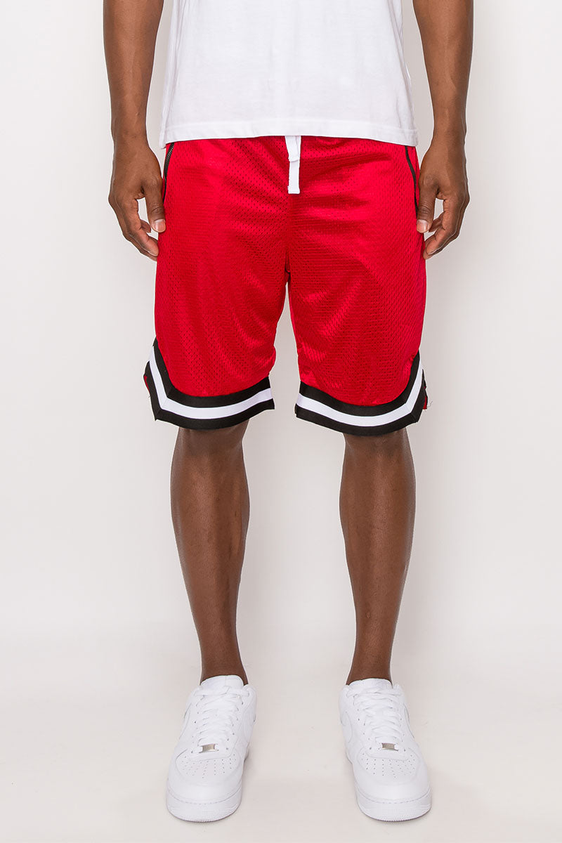 Red and white basketball shorts sale