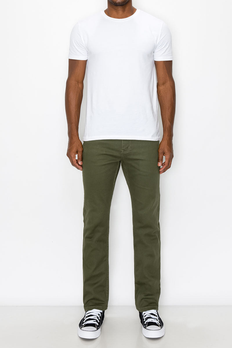 ESSENTIAL COLORED  SLIM JEANS -  OLIVE