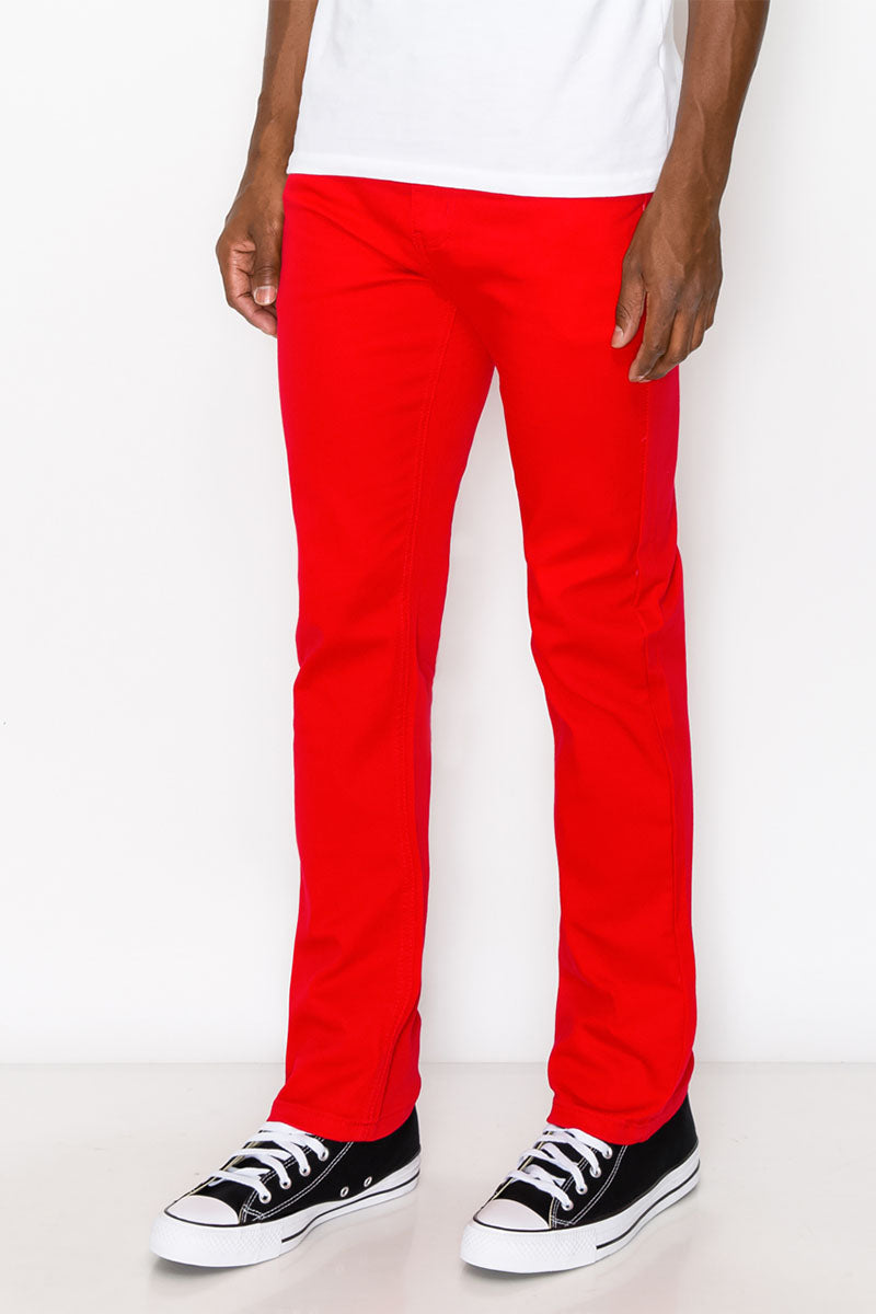 ESSENTIAL  COLORED SLIM JEANS -  RED