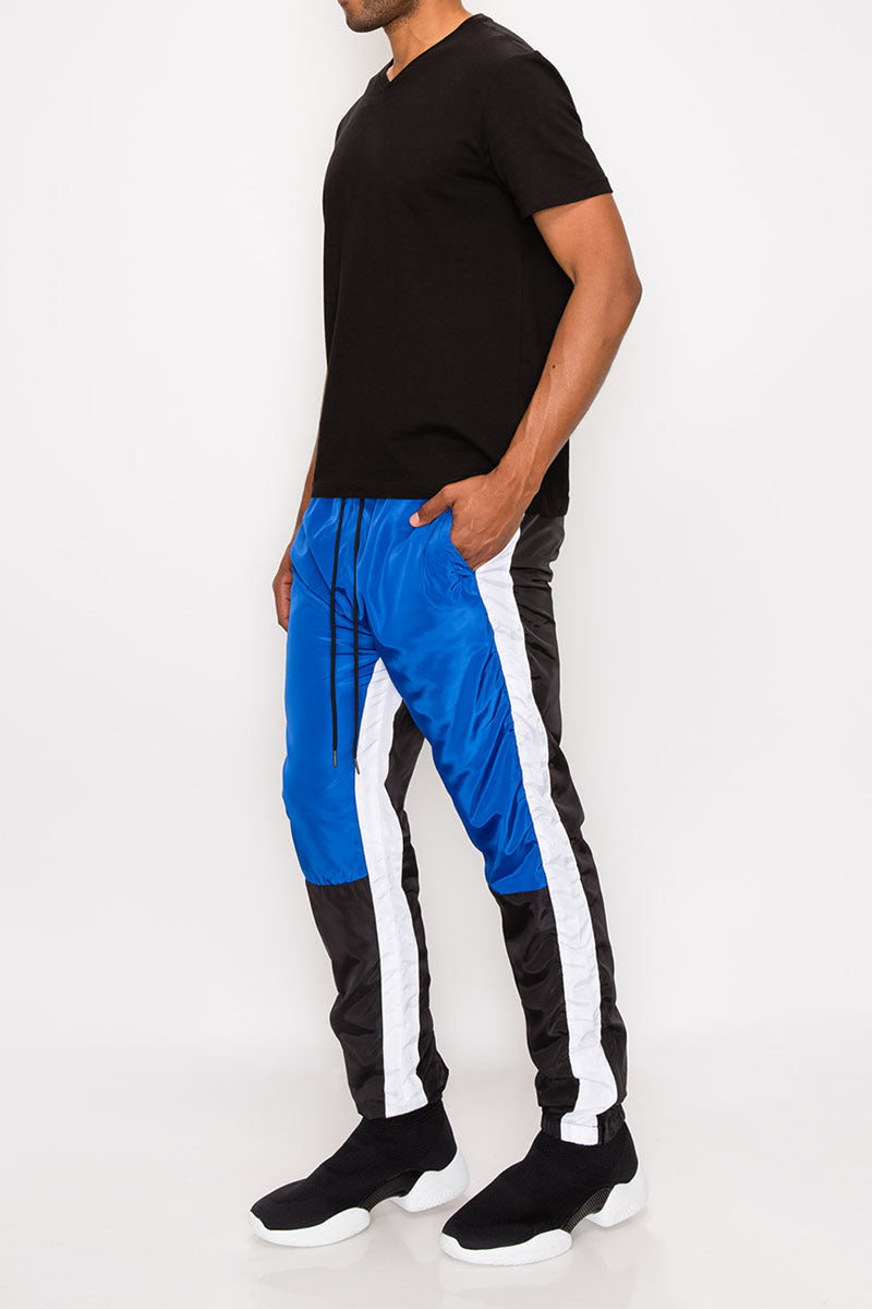 Tri Color Windbreaker Track Pants - Royal Blue