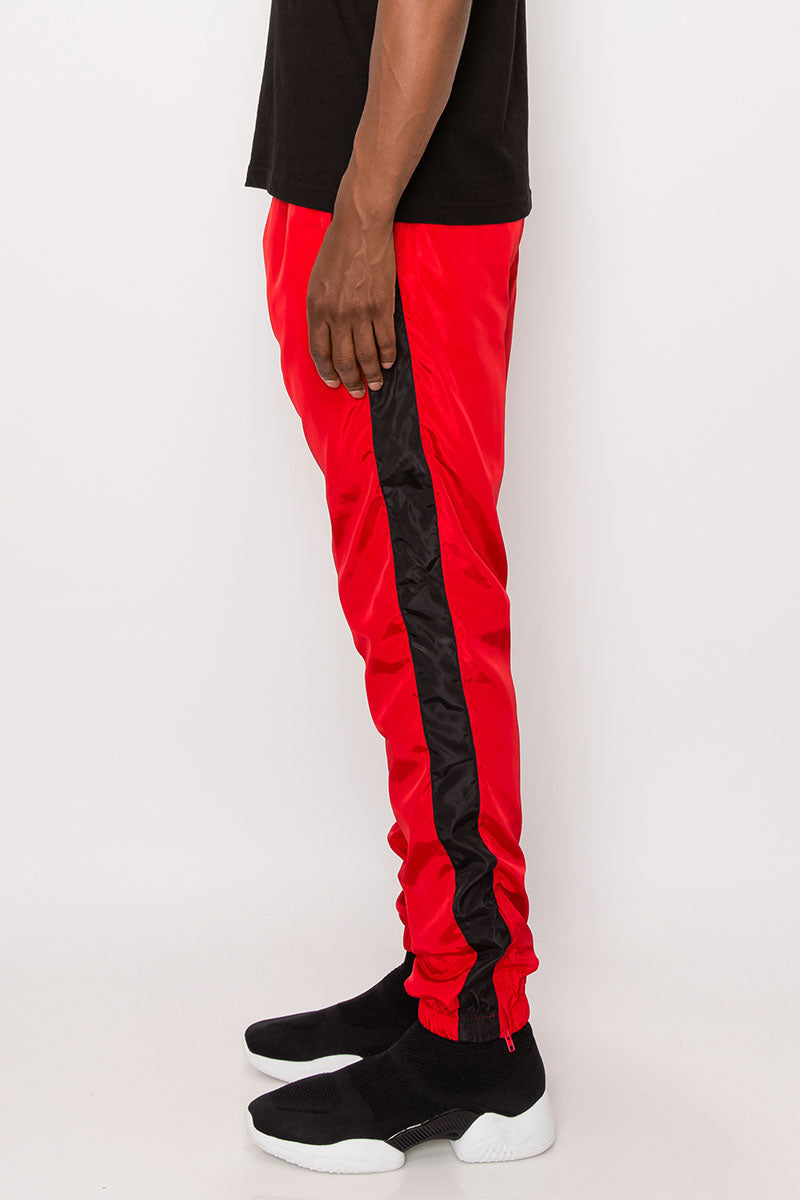 Striped Windbreaker Track Pants - Red/Black