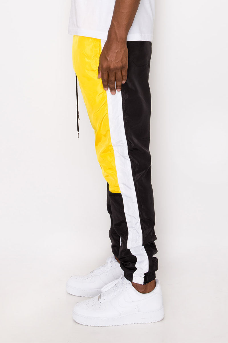 Tri Color Windbreaker Track Pants - Gold