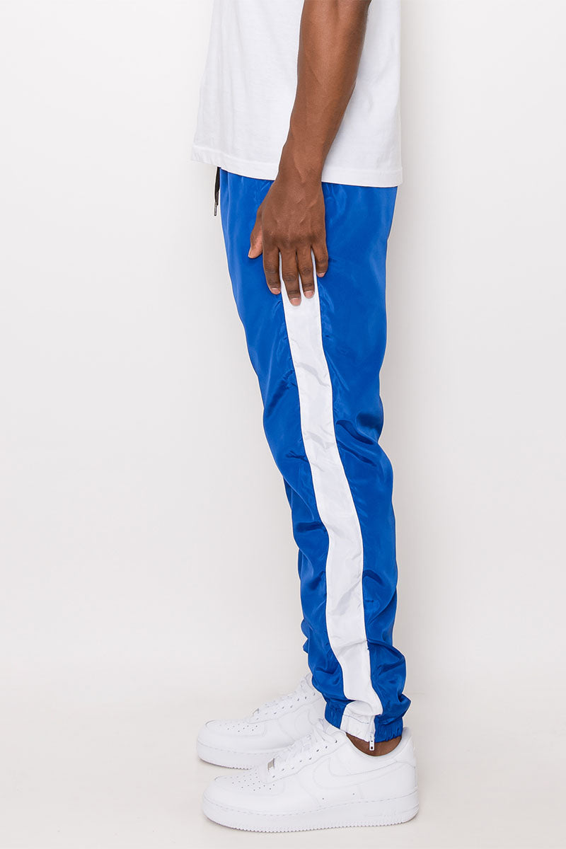 Striped Windbreaker Track Pants - Royal Blue/White