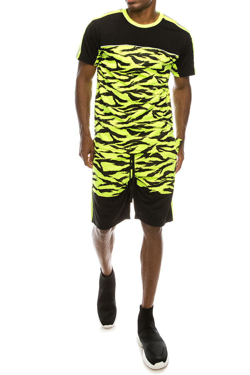 REFLECTIVE TAPE TIGER CAMO SUITS SET - NEON YELLOW