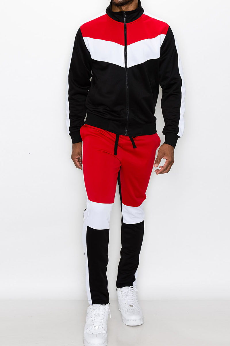 Color Block Track Suit Red – VICTORIOUSUSA
