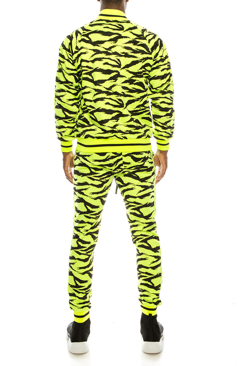Reflective Tape Tiger Track Suit - Neon Yellow