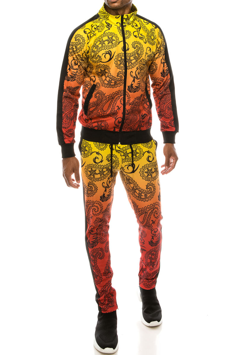PAISLEY OMBRE TRACK SUITS SET - RED