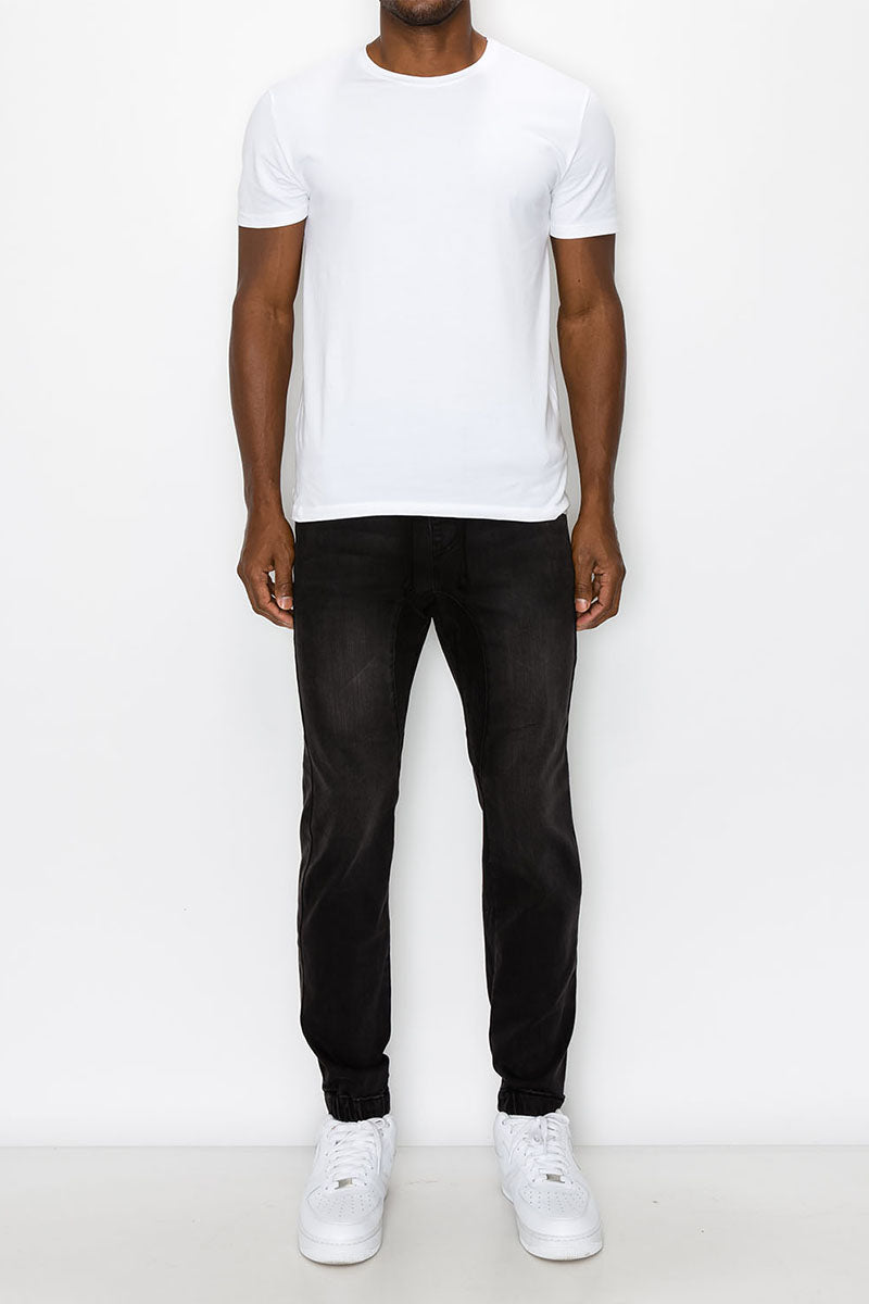 Essential Denim Jogger Pants - Black