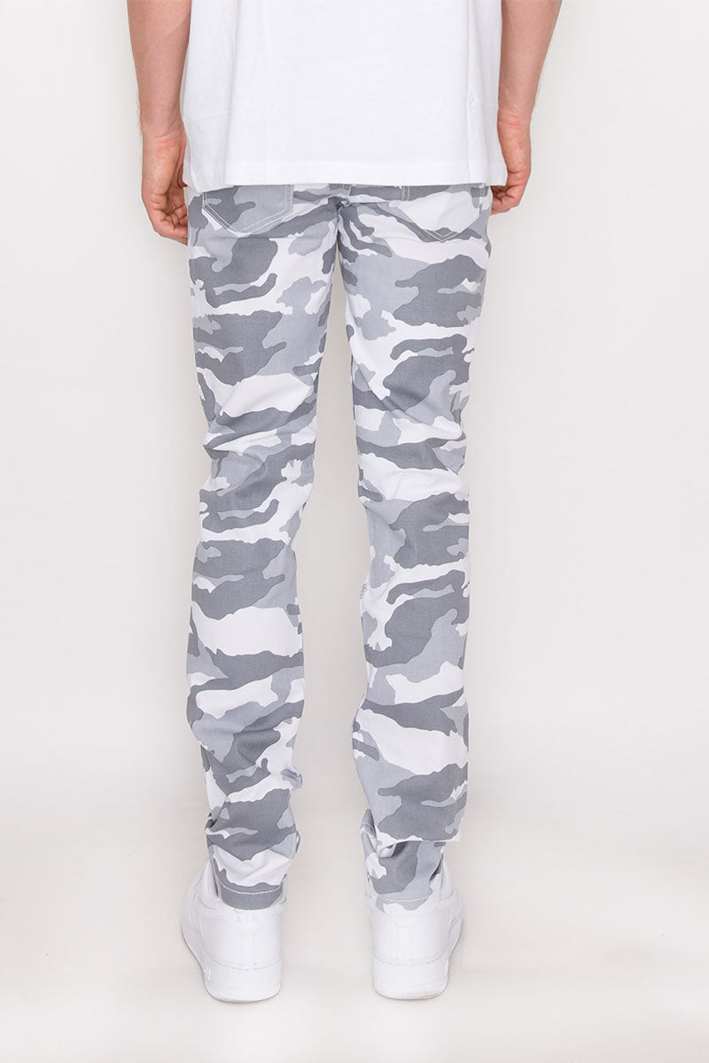 CAMOUFLAGE SKINNY FIT PANTS - WHITE CAMO