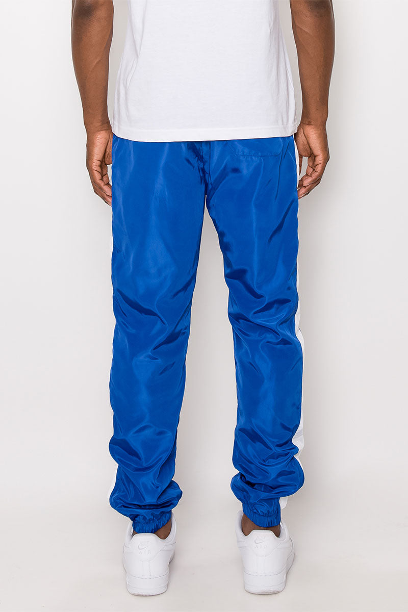 Striped Windbreaker Track Pants - Royal Blue/White