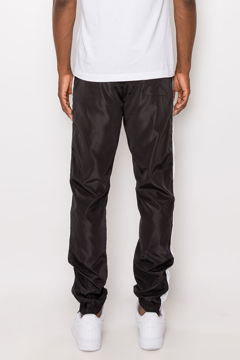 STRIPED WINDBREAKER TRACK PANTS - BLACK/WHITE