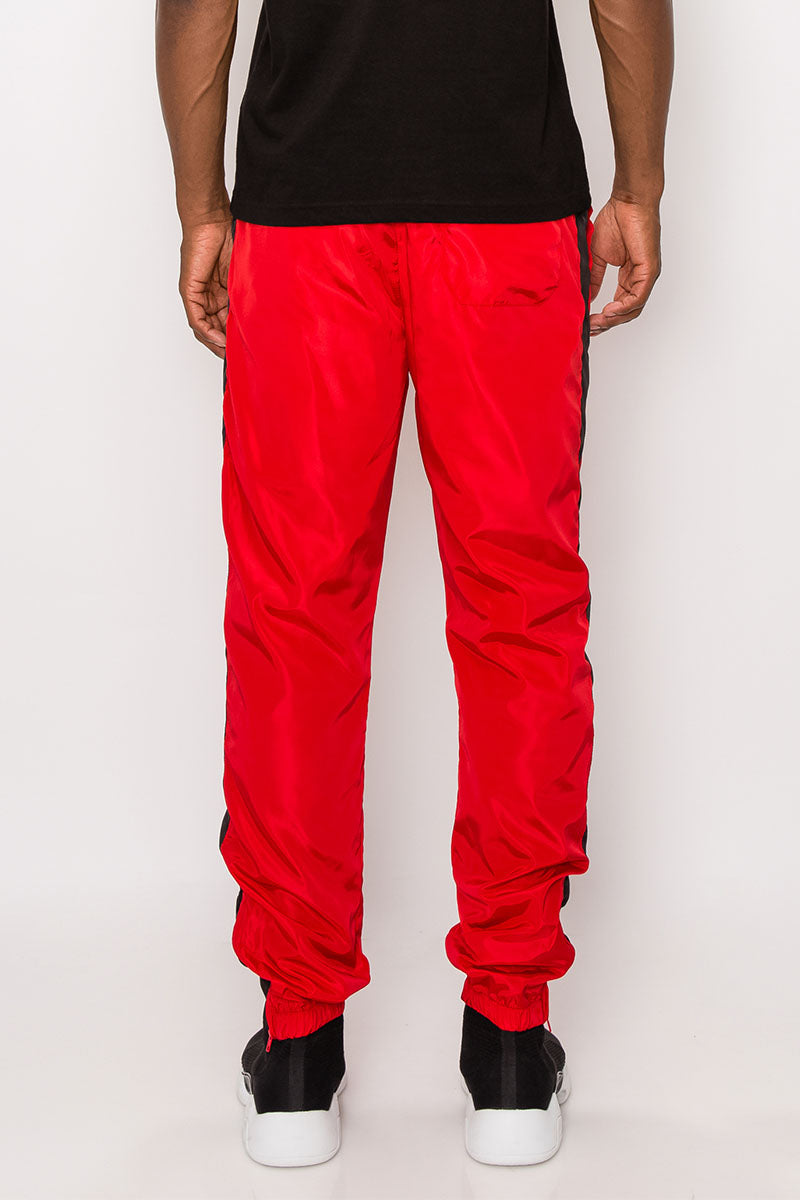 Striped Windbreaker Track Pants - Red/Black