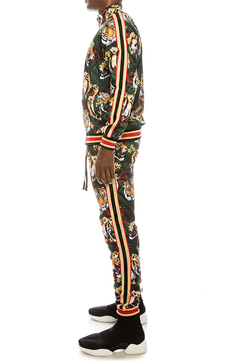 Tiger Floral Track Suit - Black