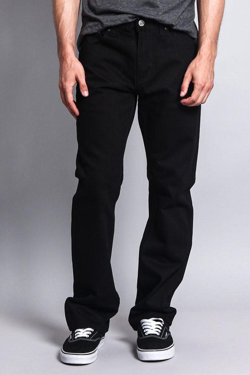 Straight Fit Colored Denim Jeans - Jet Black