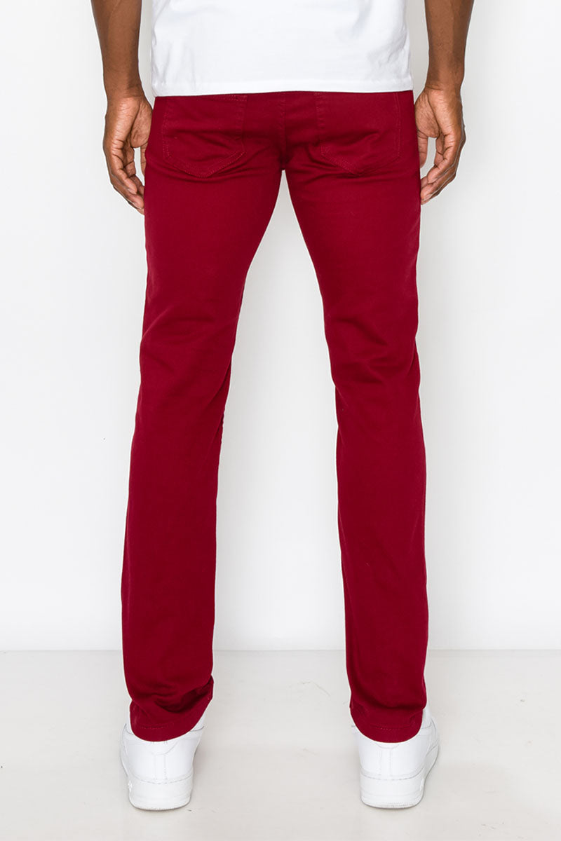 ESSENTIAL COLORED SKINNY JEANS - BURGUNDY
