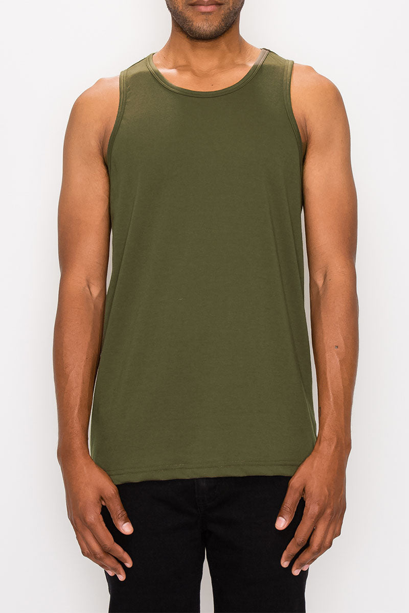 ESSENTIAL LONG LENGTH TANK TOP - OLIVE