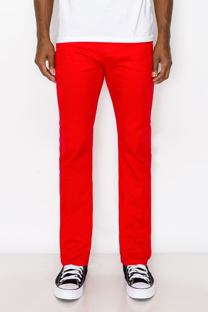 ESSENTIAL  COLORED SLIM JEANS -  RED