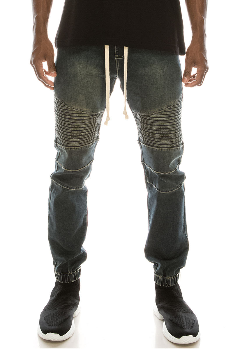 Essential Biker Denim Jogger Pants