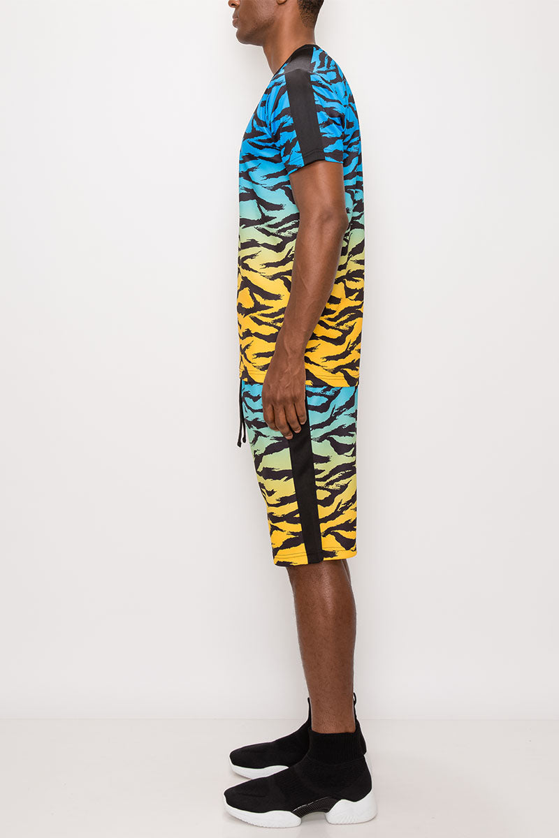 TIGER CAMO GRADATION TRACK SUITS SET - BLUE
