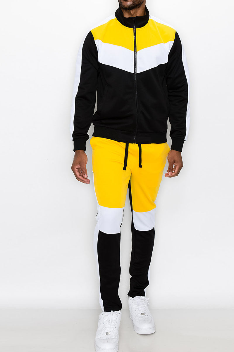 Color Block Track Suit - Gold