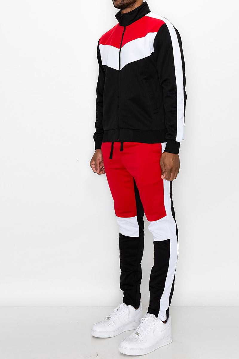 Color Block Track Suit - Red