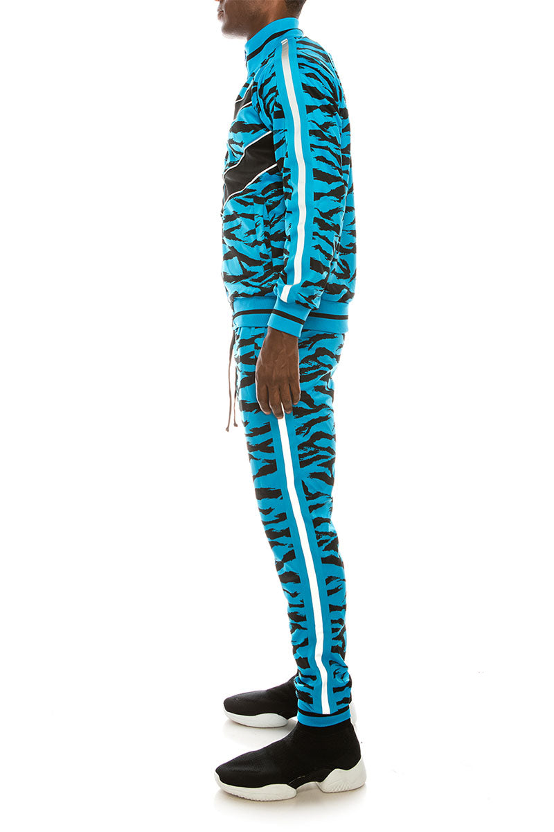 Reflective Tape Tiger Track Suit - Blue