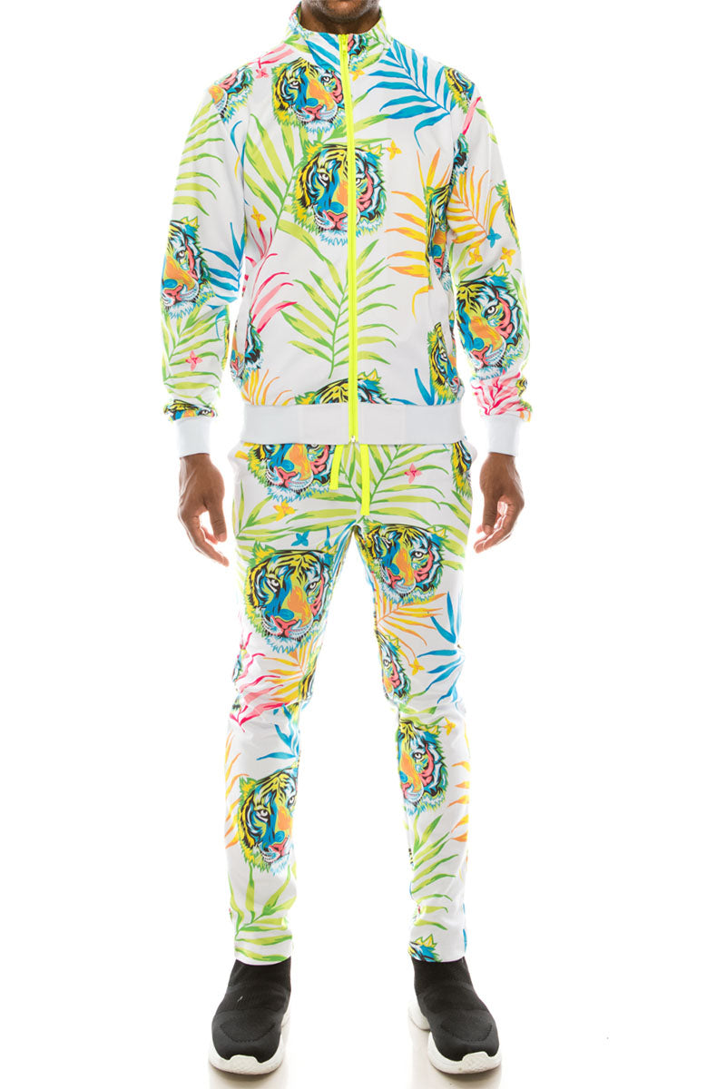 NEON TIGER TRACK SUITS SET - WHITE