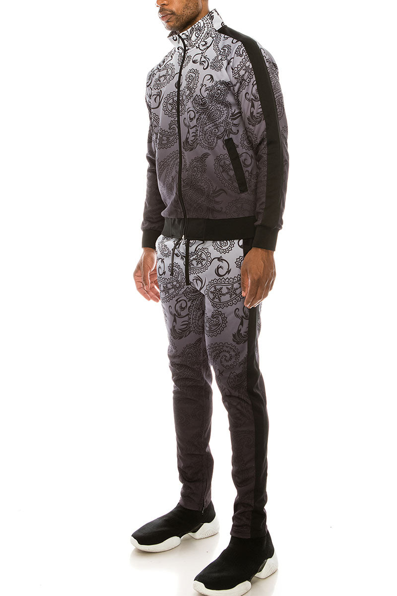 PAISLEY OMBRE TRACK SUITS SET - BLACK
