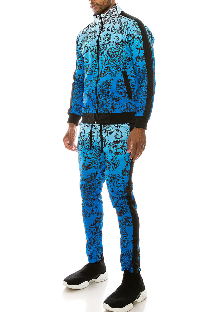 PAISLEY OMBRE TRACK SUITS SET - BLUE