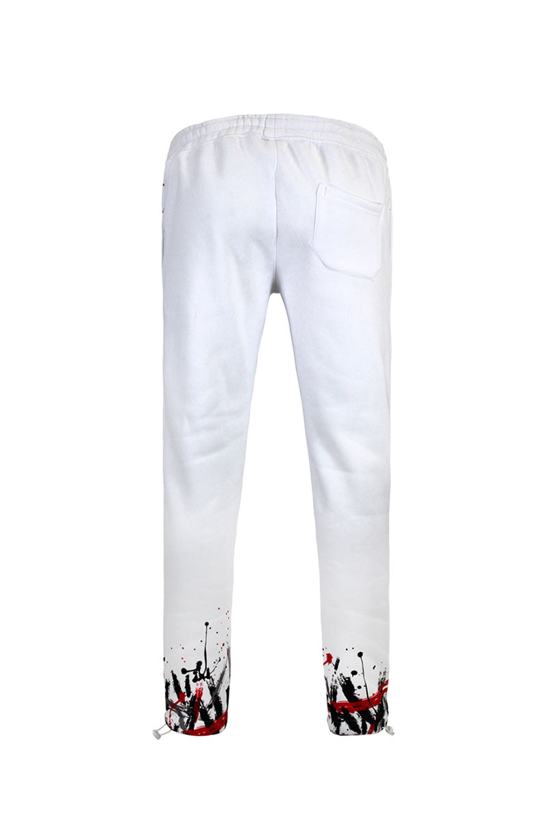 PAINT SPLATTER FLEECE SET - WHITE/RED
