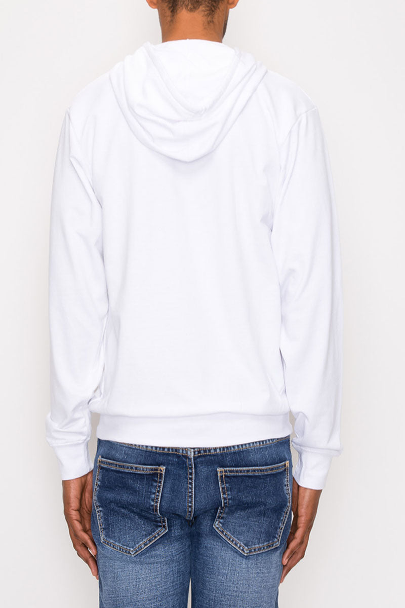 French Terry Zip Down Hoodie - White