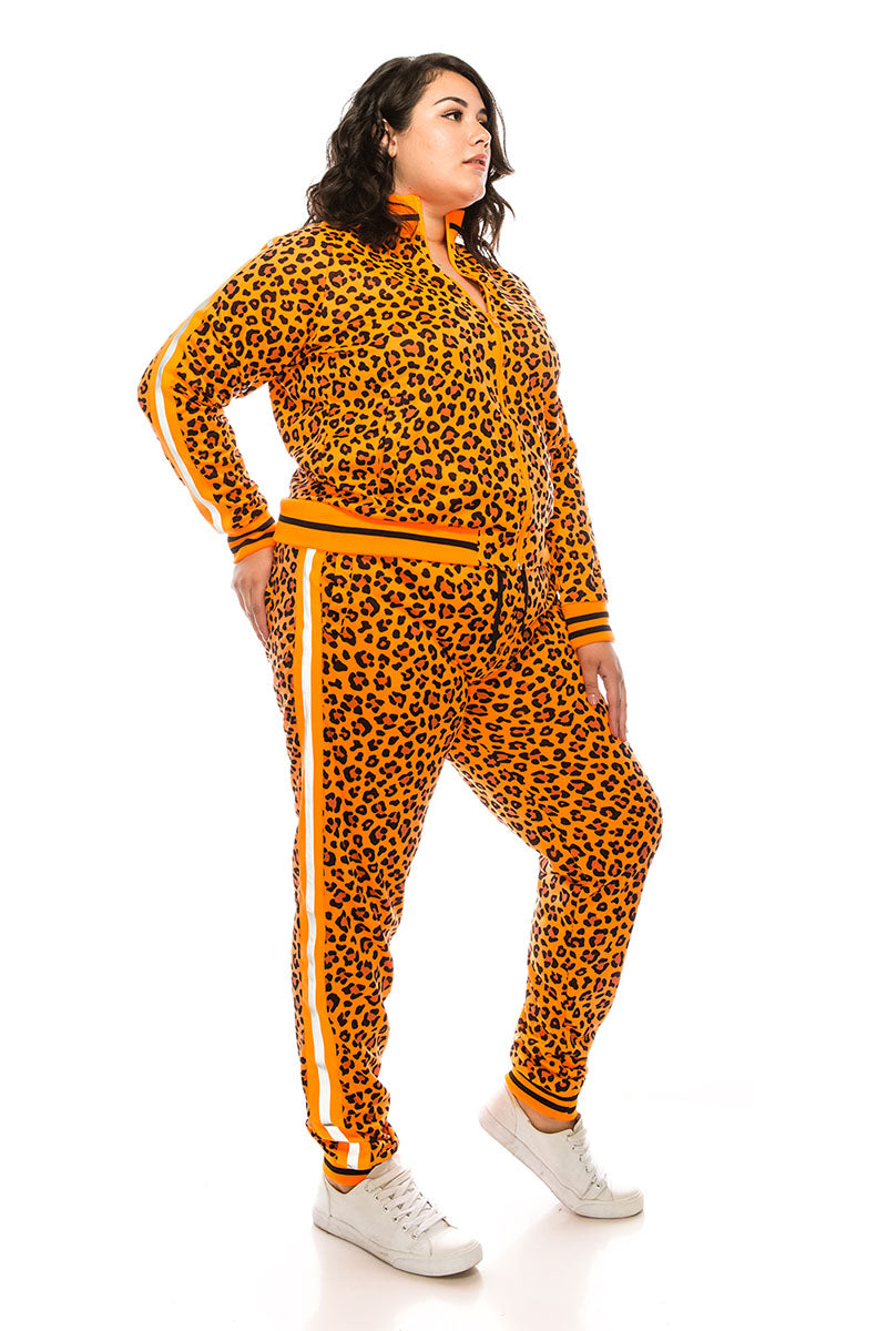 Women's reflective leopard track suits (curve)