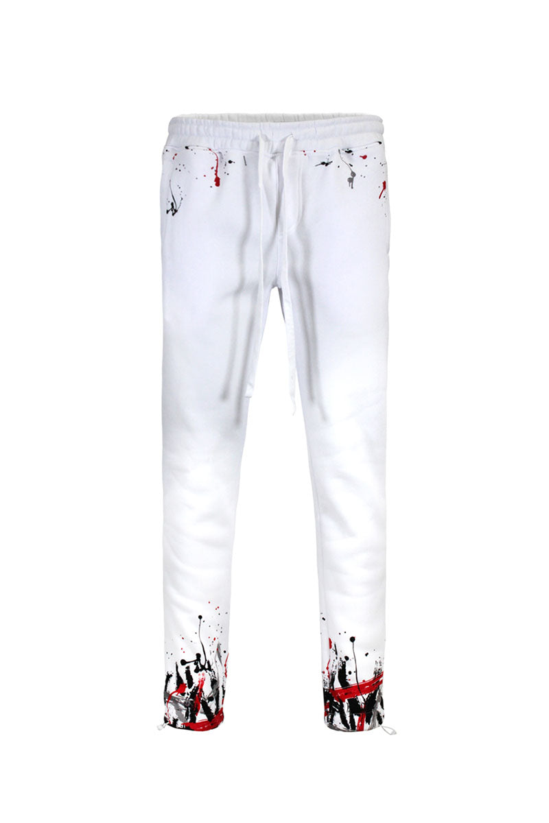 PAINT SPLATTER FLEECE SET - WHITE/RED