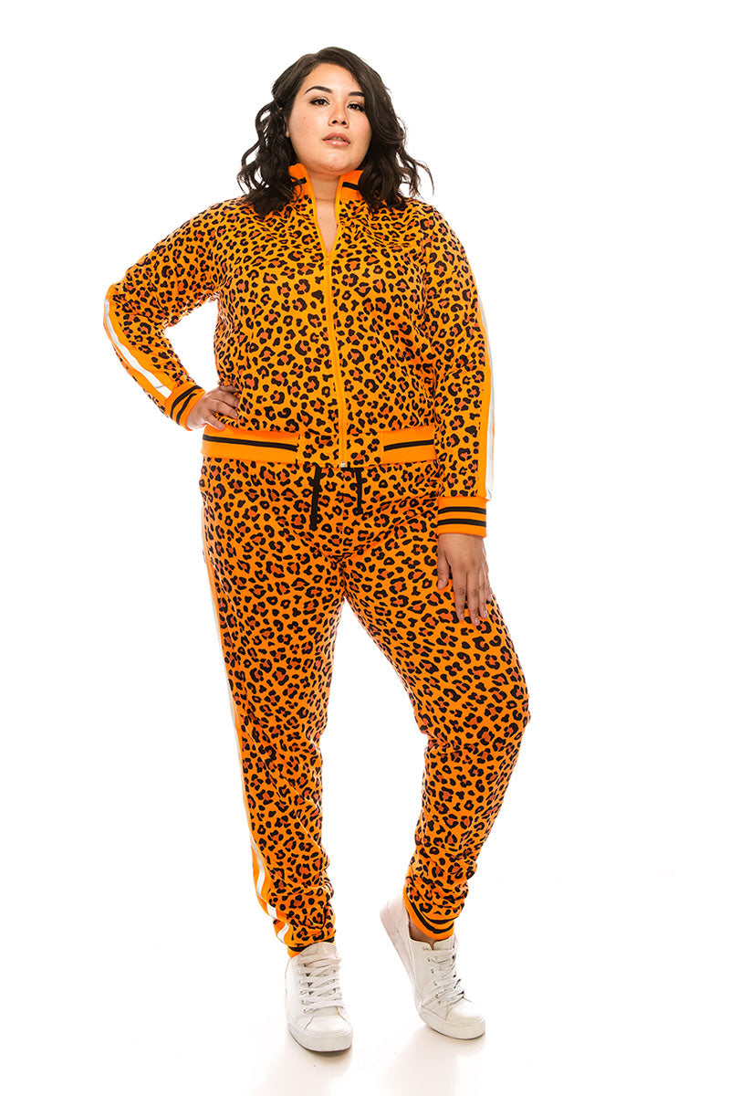 Women's reflective leopard track suits (curve)