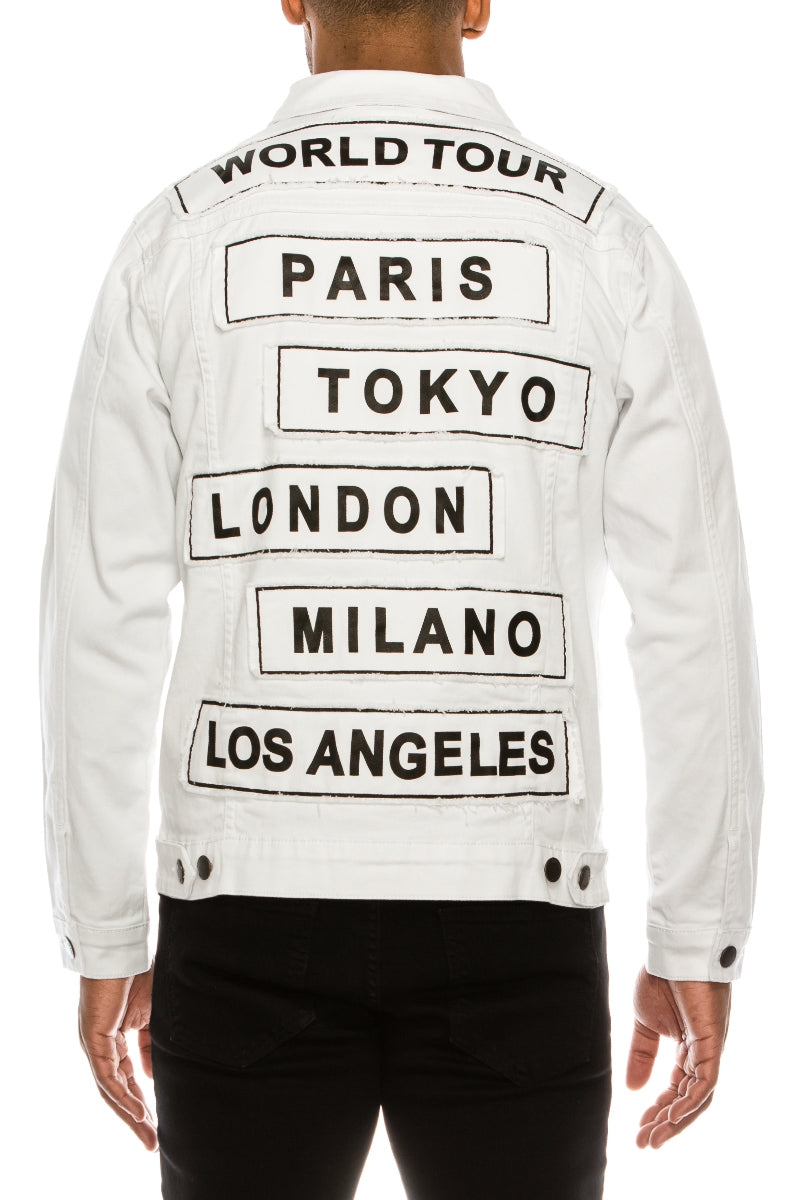World Tour Colored Denim Jacket - White