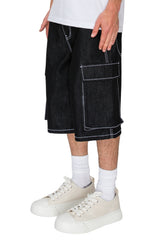 RECON Baggy Fit Cargo Raw Denim Shorts