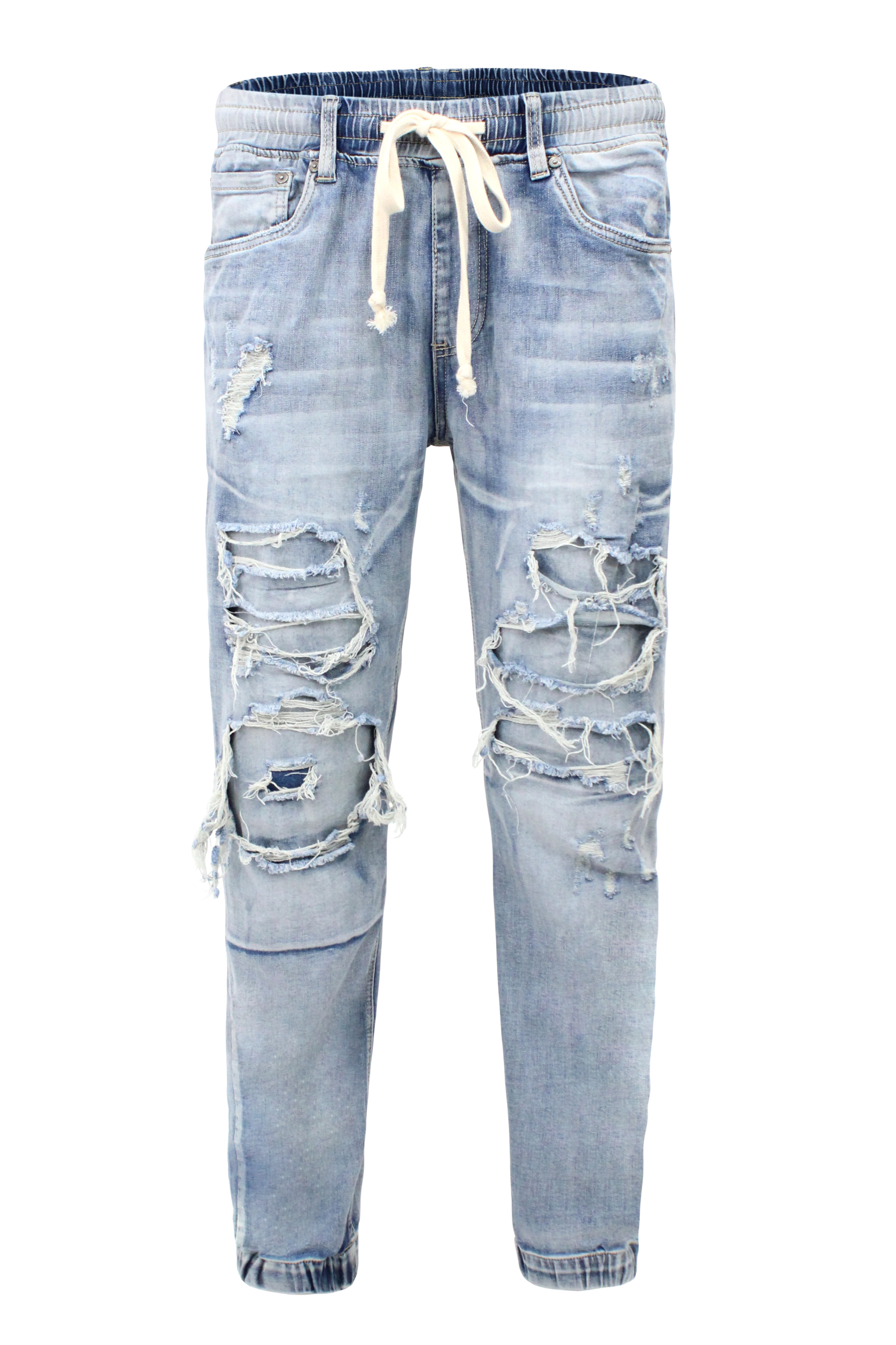 Distressed Denim Jogger Jeans – VICTORIOUSUSA Distressed Denim Jogger Jeans – VICTORIOUSUSA
