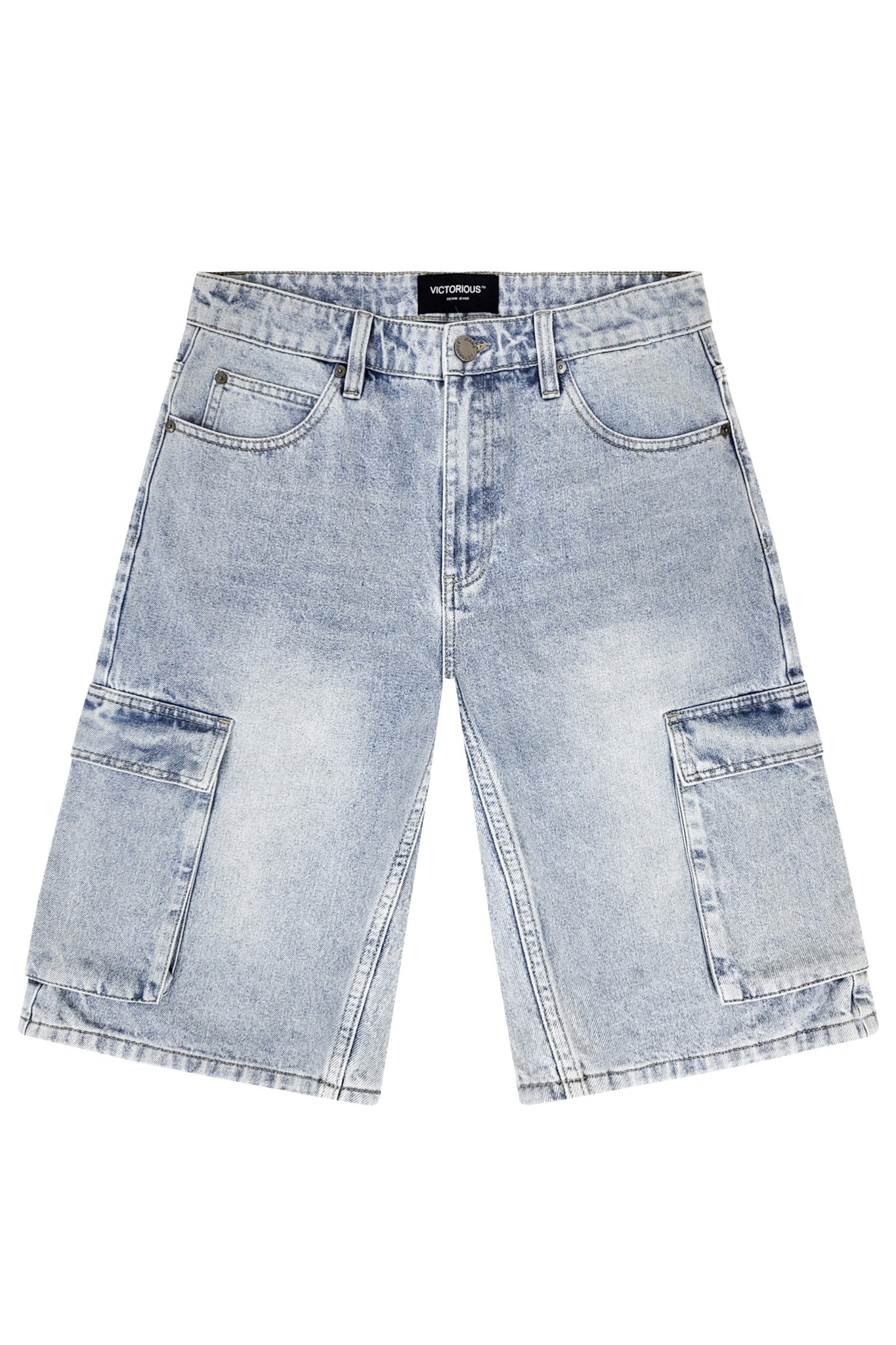 Baggy Fit Cargo Denim Shorts