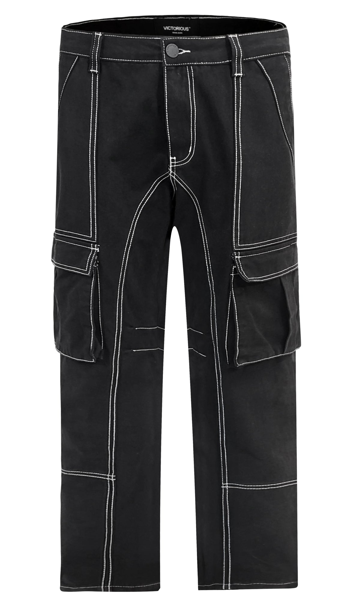 Baggy Fit Contrast Stitch Cargo Jeans