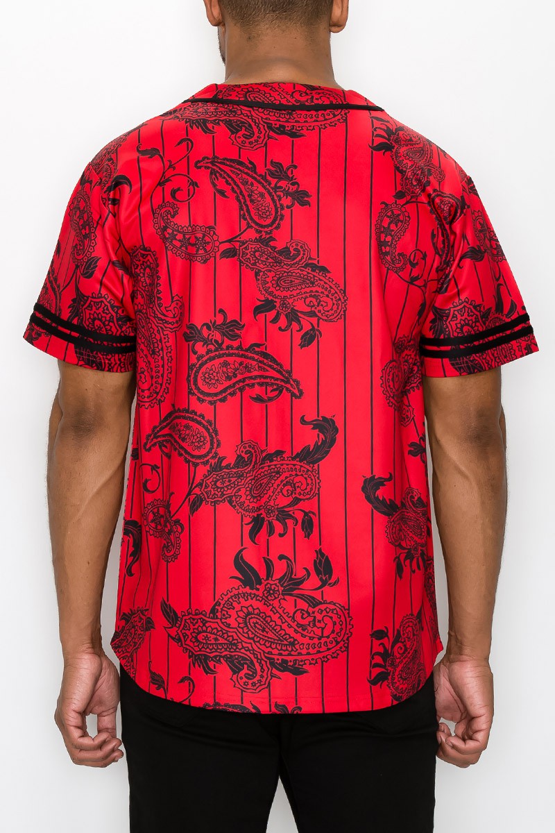Pinstripe Bandana Baseball Jersey - Red
