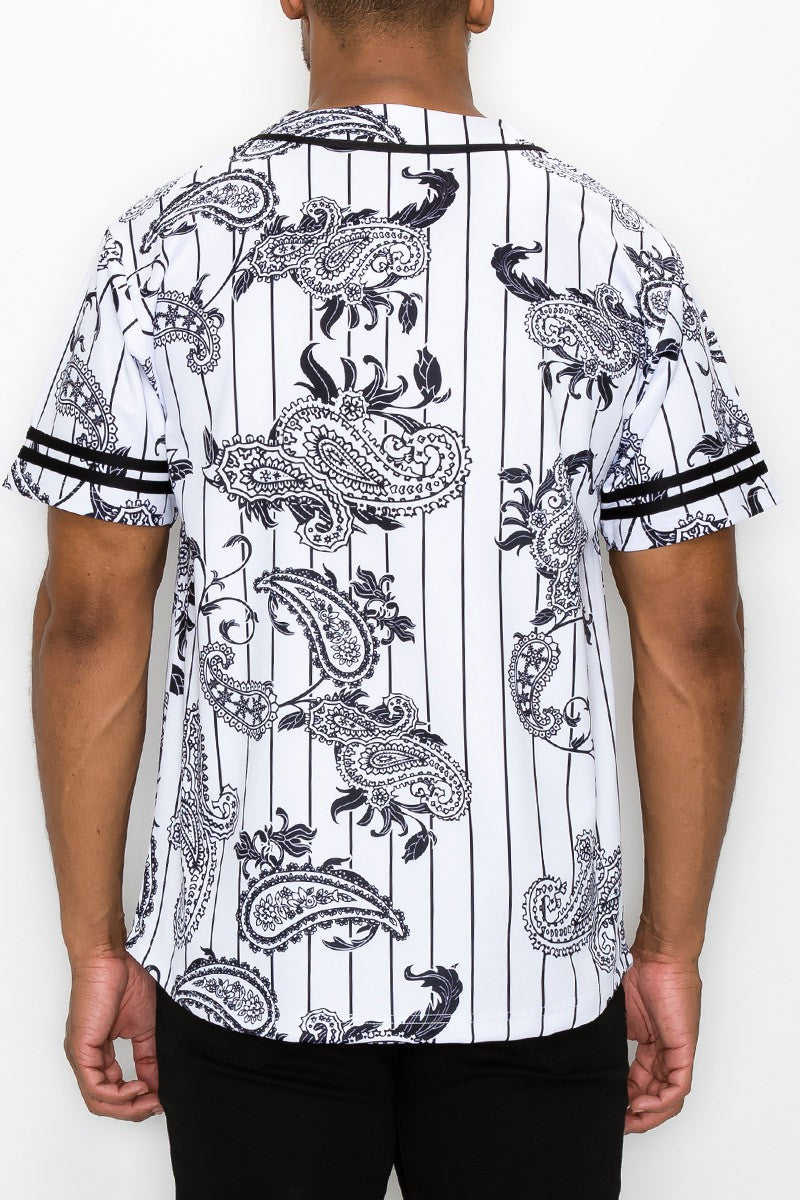 Pinstripe Bandana Baseball Jersey - White