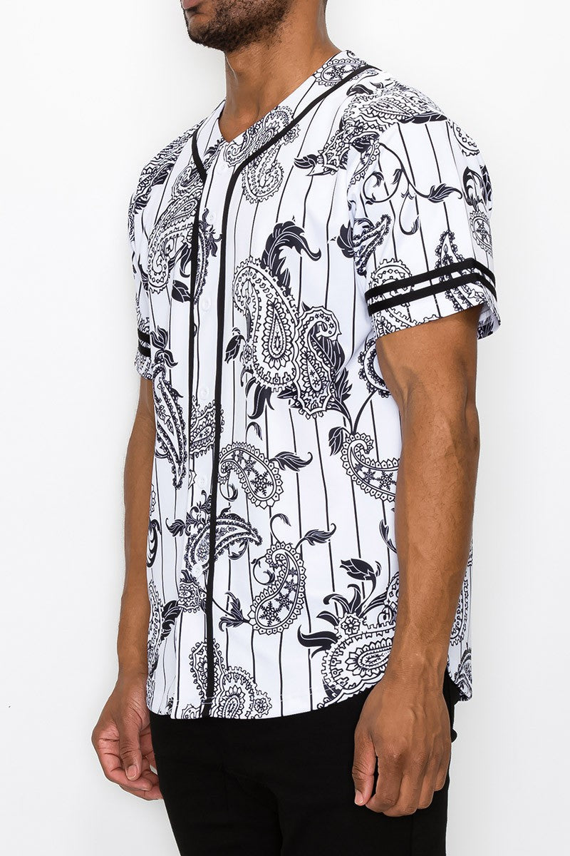 Pinstripe Bandana Baseball Jersey - White