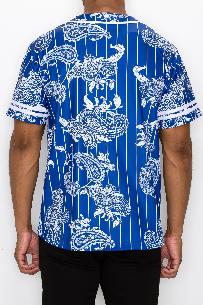 Pinstripe Bandana Baseball Jersey - Royal Blue