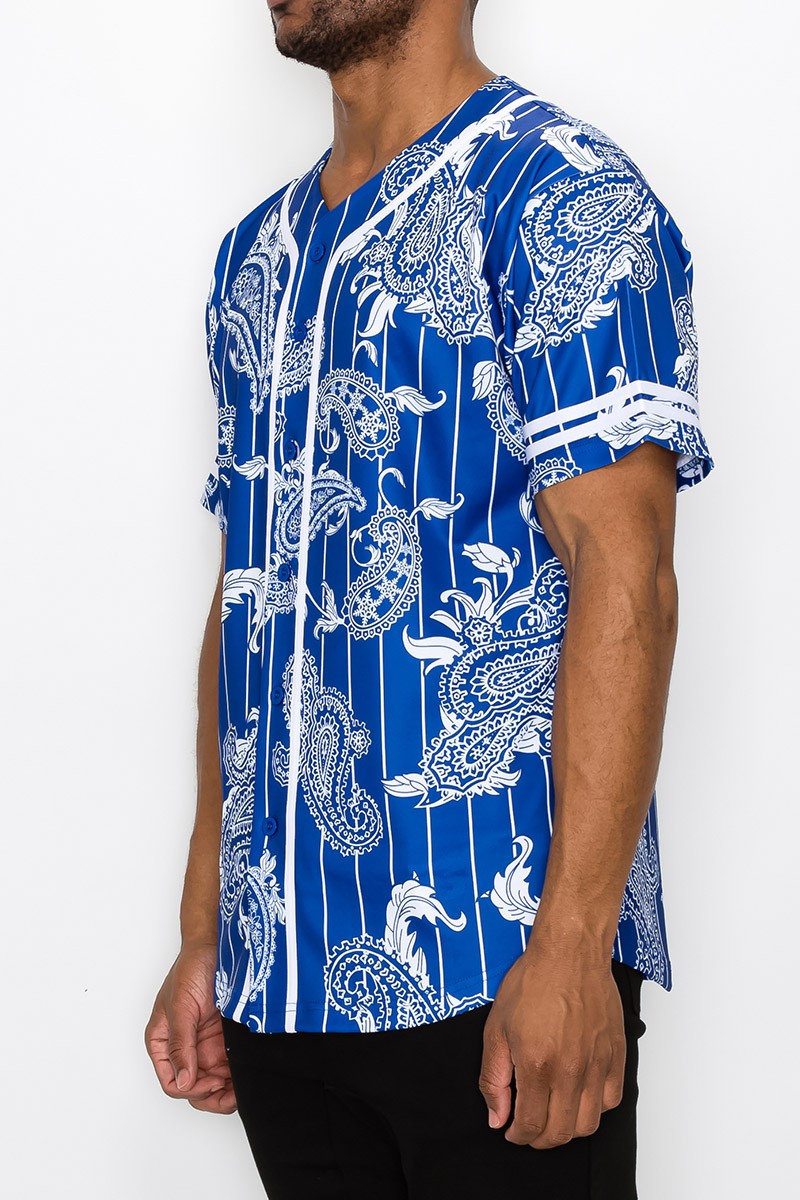 Pinstripe Bandana Baseball Jersey - Royal Blue