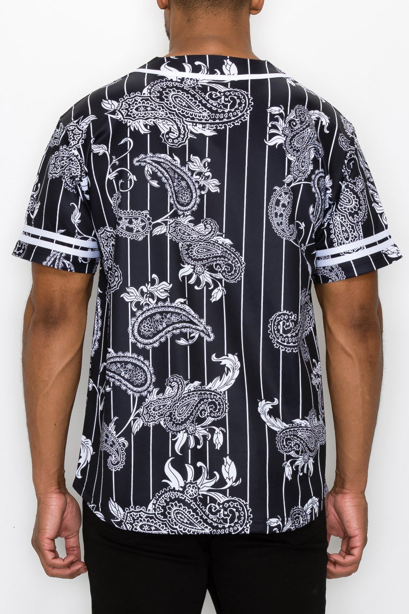 Pinstripe Bandana Baseball Jersey - Black